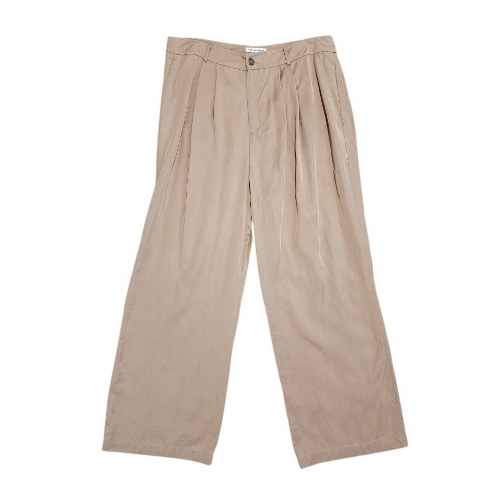 REFORMATION Mason Pant Pleated High Rise Wide Leg Tencel Trousers in tan size 14